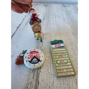 Vintage Pepsi cola‎ ornament clock sign Xmas tree elf Santa set